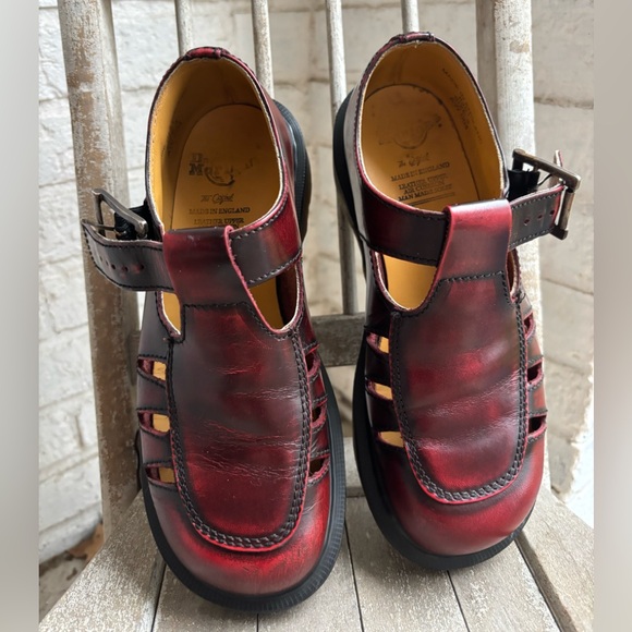🌟Vintage🌟 8251 Women’s 🇬🇧DR. MARTENS Burgundy Leather MARY JANES UK 4 /US 6.5-7 - Picture 5 of 9